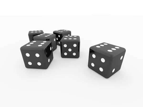 Black dices rendered isolated — Stock Photo, Image