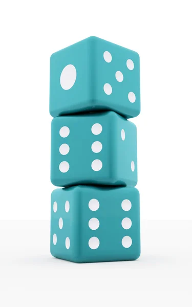 Three blue dice isolated — Stock Photo, Image