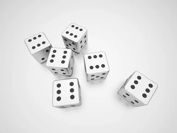 Six dice rendered — Stock Photo, Image