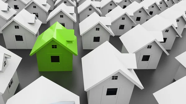 Houses one green — Stock Photo, Image