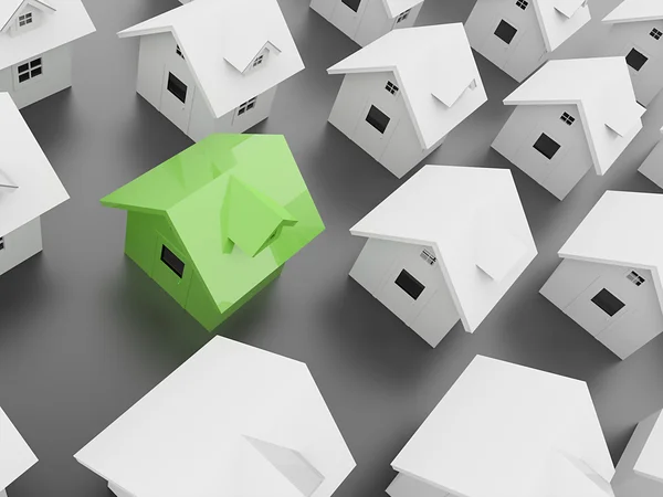 Houses one green — Stock Photo, Image