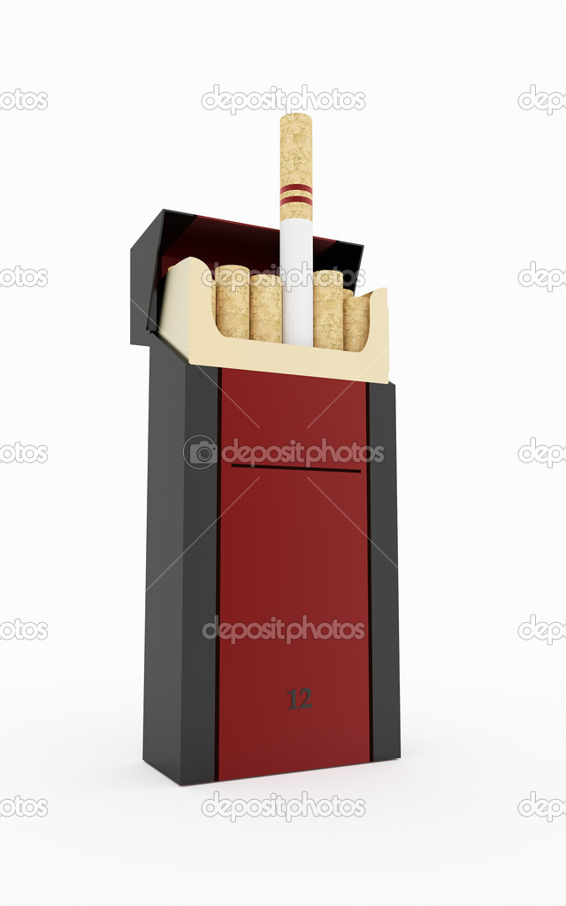 Box of long cigarettes isolated 