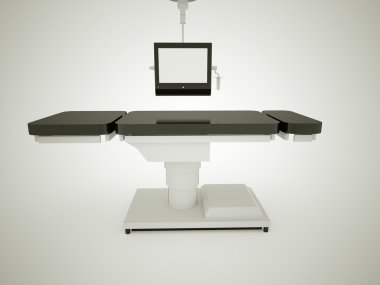 Operating table with monitor black and white clipart