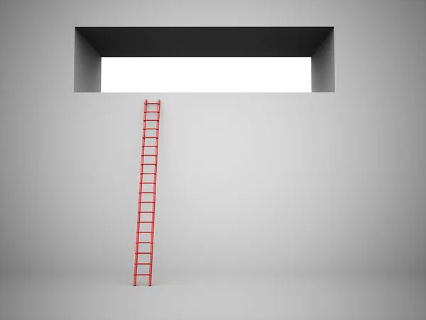 Rode ladder op muur — Stockfoto