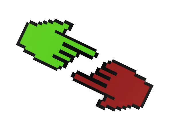 Röda och gröna hand pekaren koncept — Stockfoto