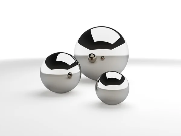 Three chrome spheres — Stock Photo, Image