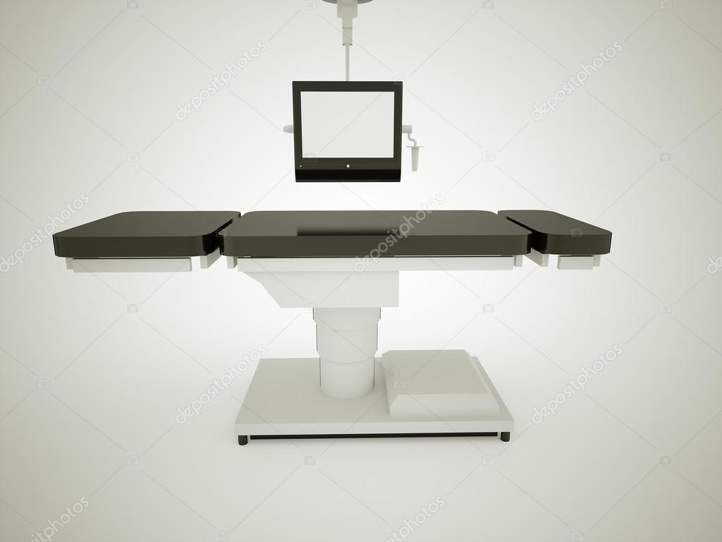 Operating table with monitor black and white