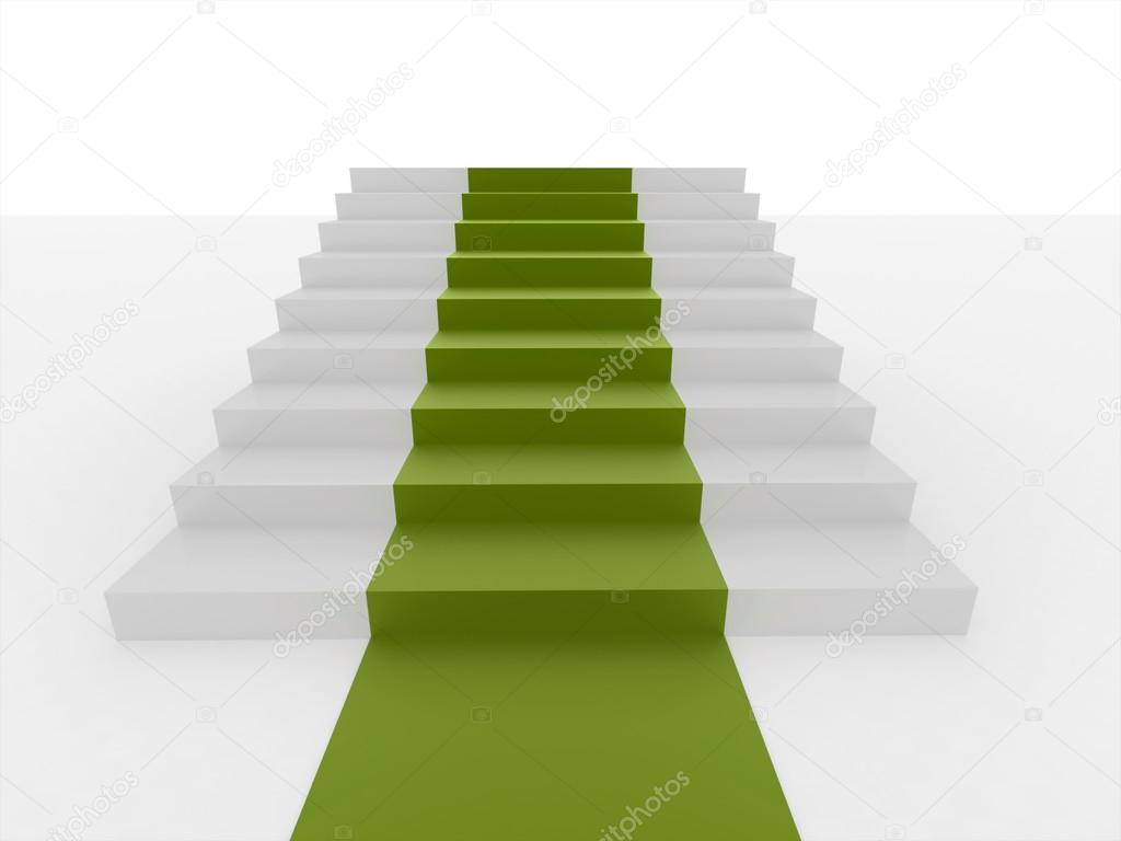 Stairs with green carpet