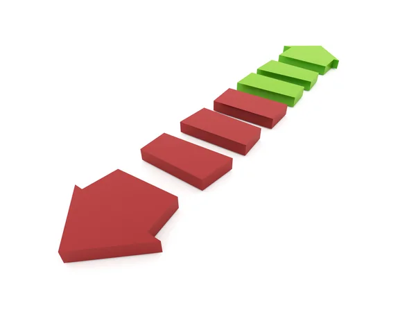 Rode en groene business pijlen — Stockfoto