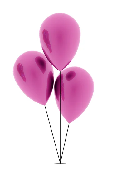 Drie roze ballonnen — Stockfoto