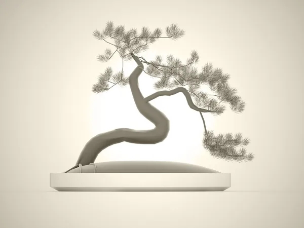 Bonsai tree rendered on dark — Stock Photo, Image