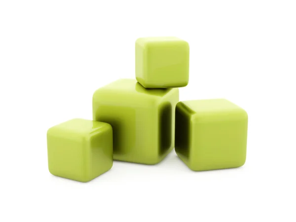 Four green cubes — Stock Photo, Image