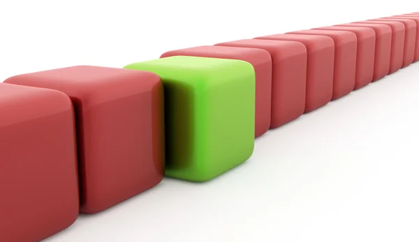 Business concept cubes red one is green — Stock Photo, Image