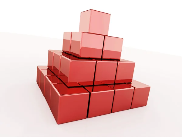 Red pyramid of cubes — Stock Photo, Image