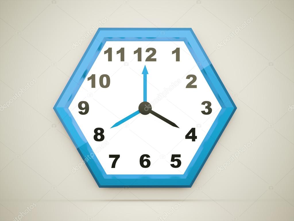 Blue hexagonal clock  