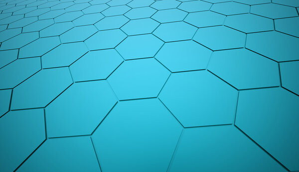 Blue hexagonal background rendered