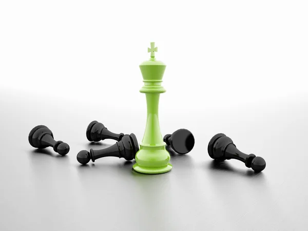 Schachfigur grün angemalt — Stockfoto