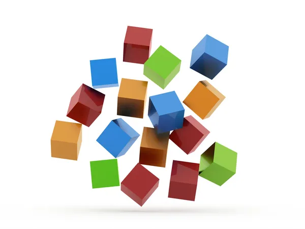 Vele gekleurde kubussen gesmolten — Stockfoto