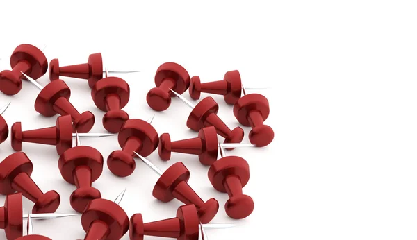 Many red push pins rendered — Stock Photo, Image