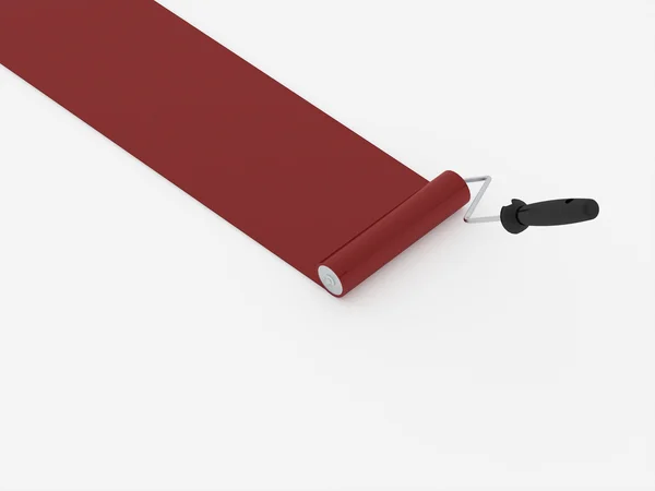 Paint roller with red stroke — Stock Photo, Image