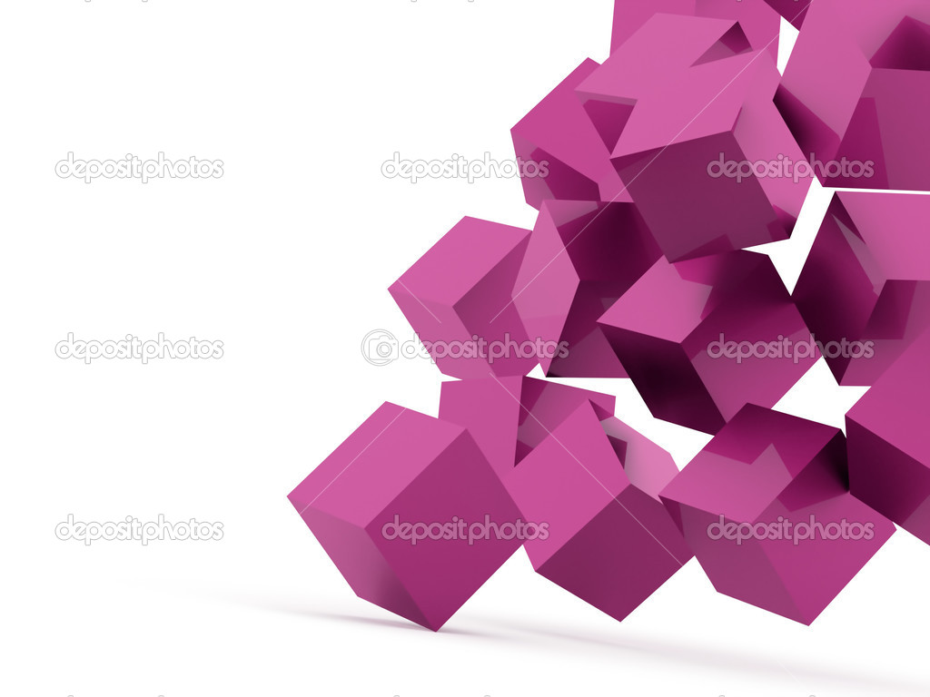 Pink cubes concept on white