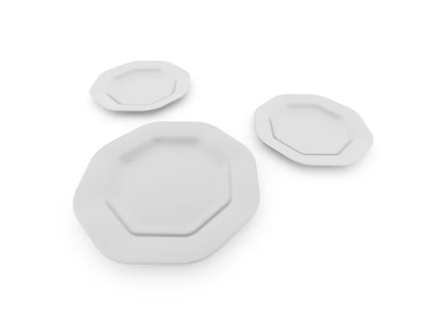 Three white plates — Stock Photo, Image