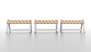 Üç turuncu yol bariyeri 