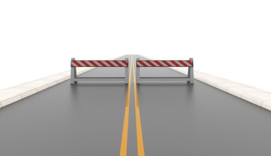 yolu ile işlenen iki yol bariyerleri  