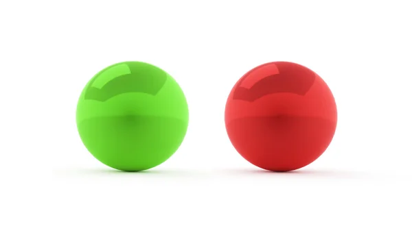 Twee rode en groene bollen — Stockfoto