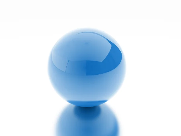 Sphère bleue rendue avec réflexion — Photo