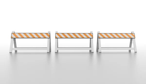 Three orange road barrier Stock Image