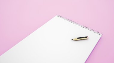pembe bir arka plan üzerinde karalama defteri
