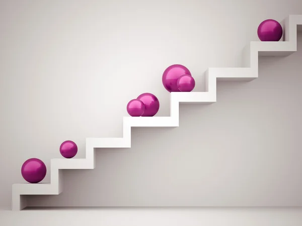 Muchas esferas rosadas en las escaleras — Foto de Stock