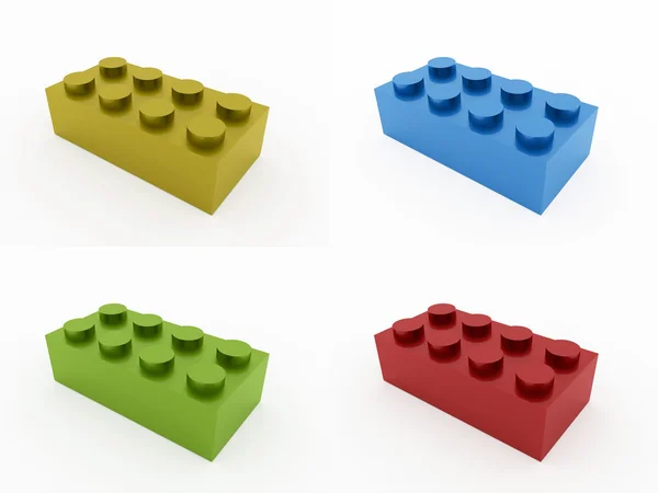 Speelgoed bakstenen gekleurde — Stockfoto