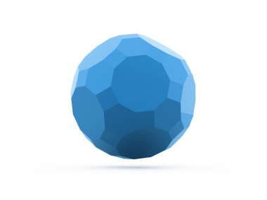 Blue polygonal sphere rendered isolated  
