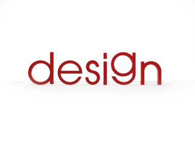 Tasarım kelime üzerinde beyaz izole