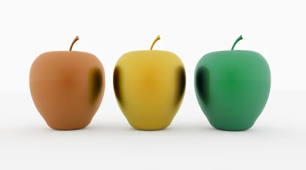 Manzanas 3D en blanco — Foto de Stock