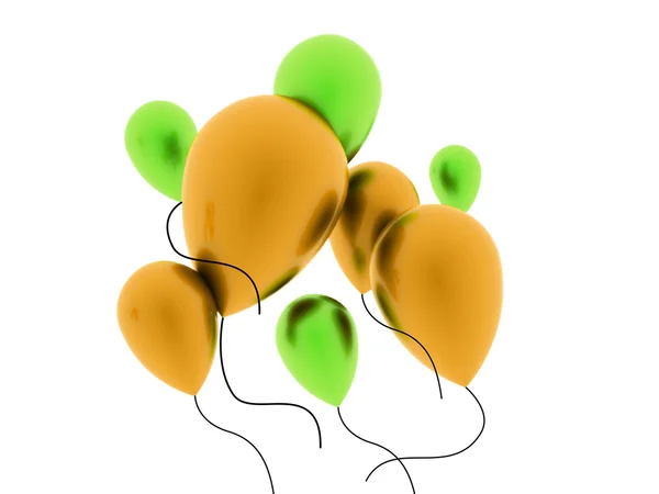 Yellow and green balloons isolated — Stock Photo, Image