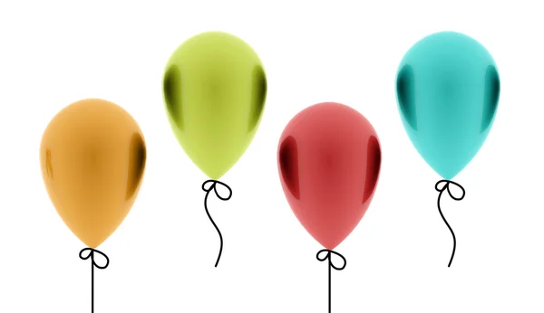 Τέσσερις χρωματιστά μπαλόνια απομονωθεί — Φωτογραφία Αρχείου