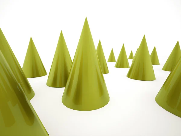Green cones background rendered — Stock Photo, Image