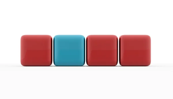Cubos rojos abstractos uno es fondo azul —  Fotos de Stock