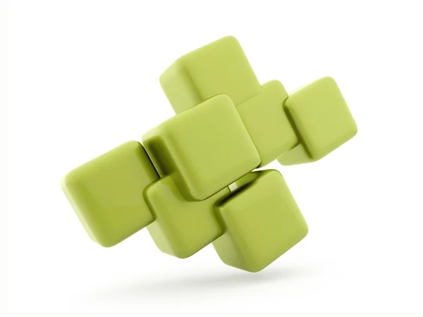 Зелені абстрактні кубики ізольовані на білому — стокове фото