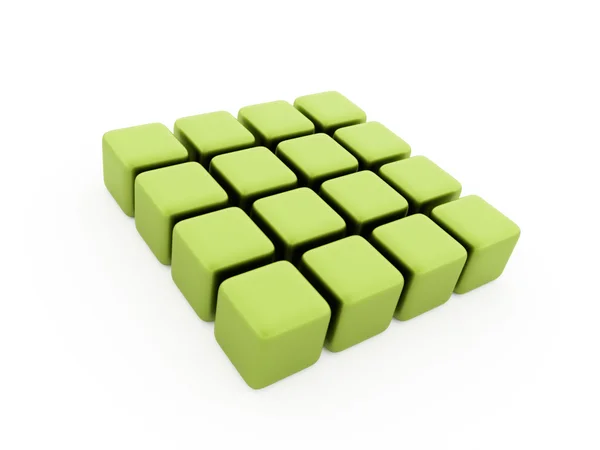 Green abstract cubes isolated — Stock Photo, Image