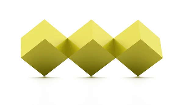 Três cubos amarelos rendidos — Fotografia de Stock