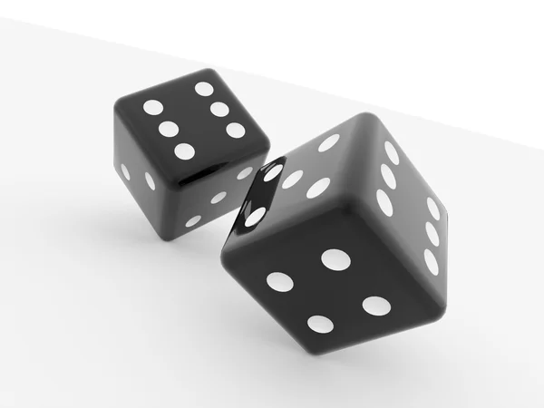 Two black dices on white — Stock Photo, Image