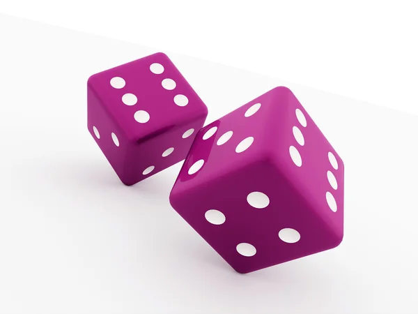 Two pink dice cubes isolated — Stock Photo, Image