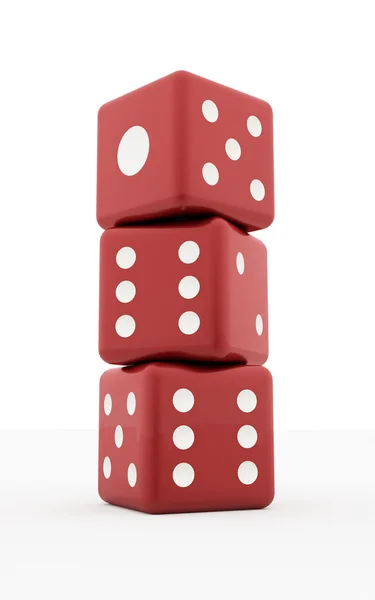 Three red dices isolated — Stock Photo, Image