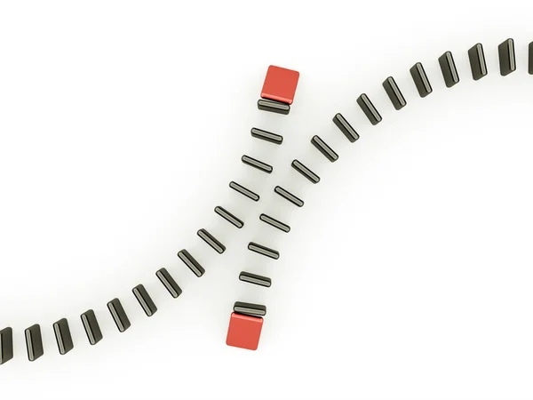 Domino effect two is red — Stock Photo, Image