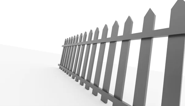 Zwarte houten hek weergegeven op wit — Stockfoto