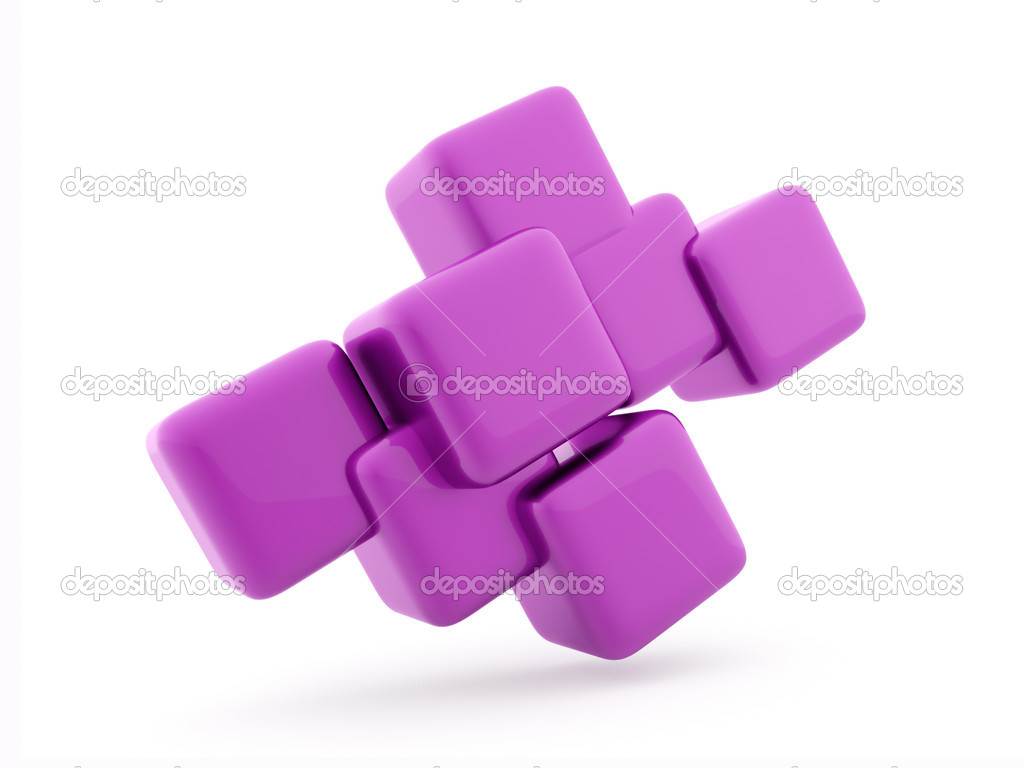 Pink cubes concept rendered isolated  